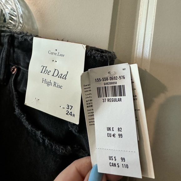 NEW Abercrombie The Dad Curve Love High Rise Jeans Black Plus Size 24 37 NWT - Picture 3 of 5